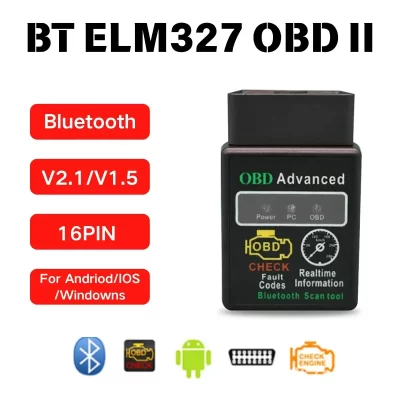 Bluetooth elm327 obd2 leitor de código de carro scanner v1.5 detector de falhas verificar ferramentas de diagnóstico automotivo do motor para ios/android/pc