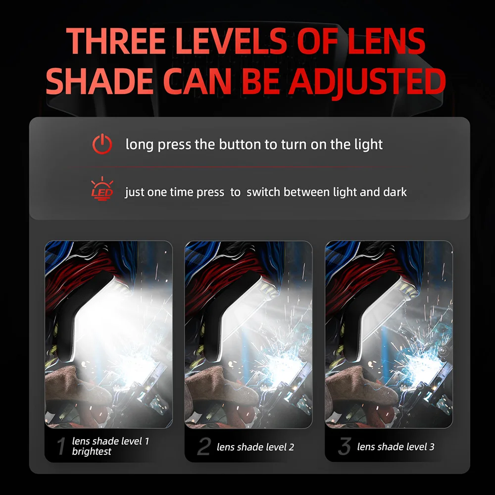 Capacete de soldagem com escurecimento automático ANDELI panorâmico 180 ° Ver máscara de soldagem com sensor de arco True Color 4 para máquina de soldador MIG MAG MMA - Image 4