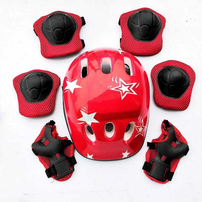 Quente! Conjunto de proteção para patinação, cotovelo infantil, joelho, pulso, capacete, 7 peças, conjunto de skate, esportes, meninas, conjunto de proteção