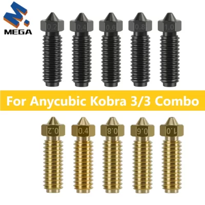 Para Anycubic Kobra 3 Hotend bocal 0.2 0.4 0.6 0.8 1.0mm endurecido aço latão bocal para Anycubic Kobra 3 Combo peças sobresselentes