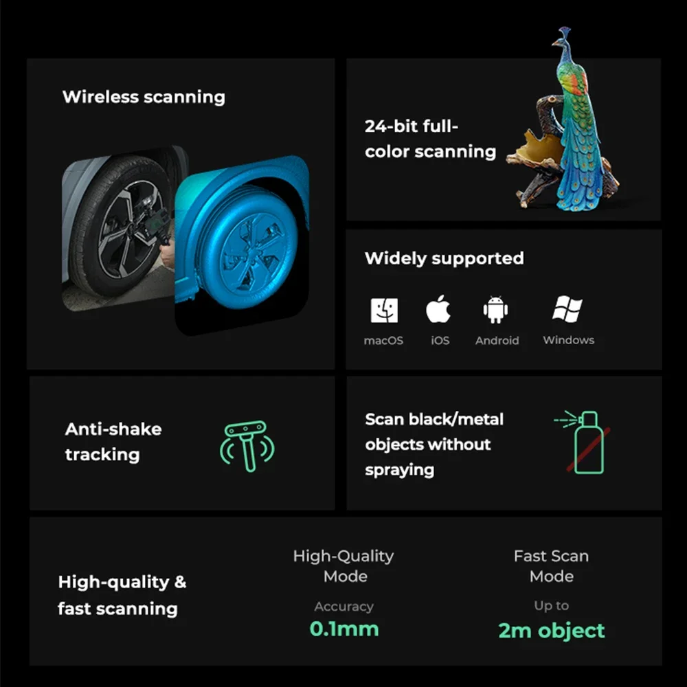 Creality CR-Scan Ferret Pro 3D Scanner Portátil Anti-shake Rastreamento WiFi6 24 bits Full-color Digitalização sem fio Precisão de 0,1 mm - Image 6