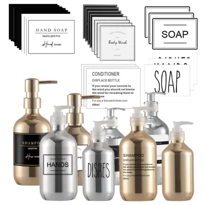 Chapeamento de prata dispensador de sabão garrafa espelho mão imprensa recarregável shampoo loção corporal dispensador de sabão de mão recipiente do banheiro