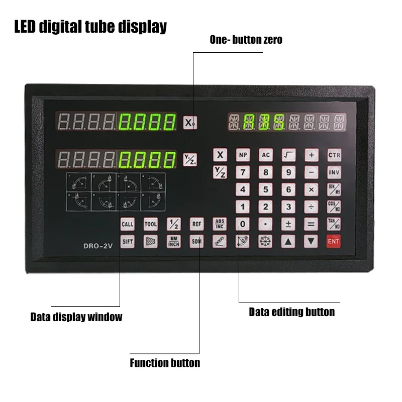 DRO-2V Digital readout Display AC90-260V & 2 Pieces 0-1000mm Linear Glass Scale Encoder Grating Ruler For Lathe milling machines - Image 2