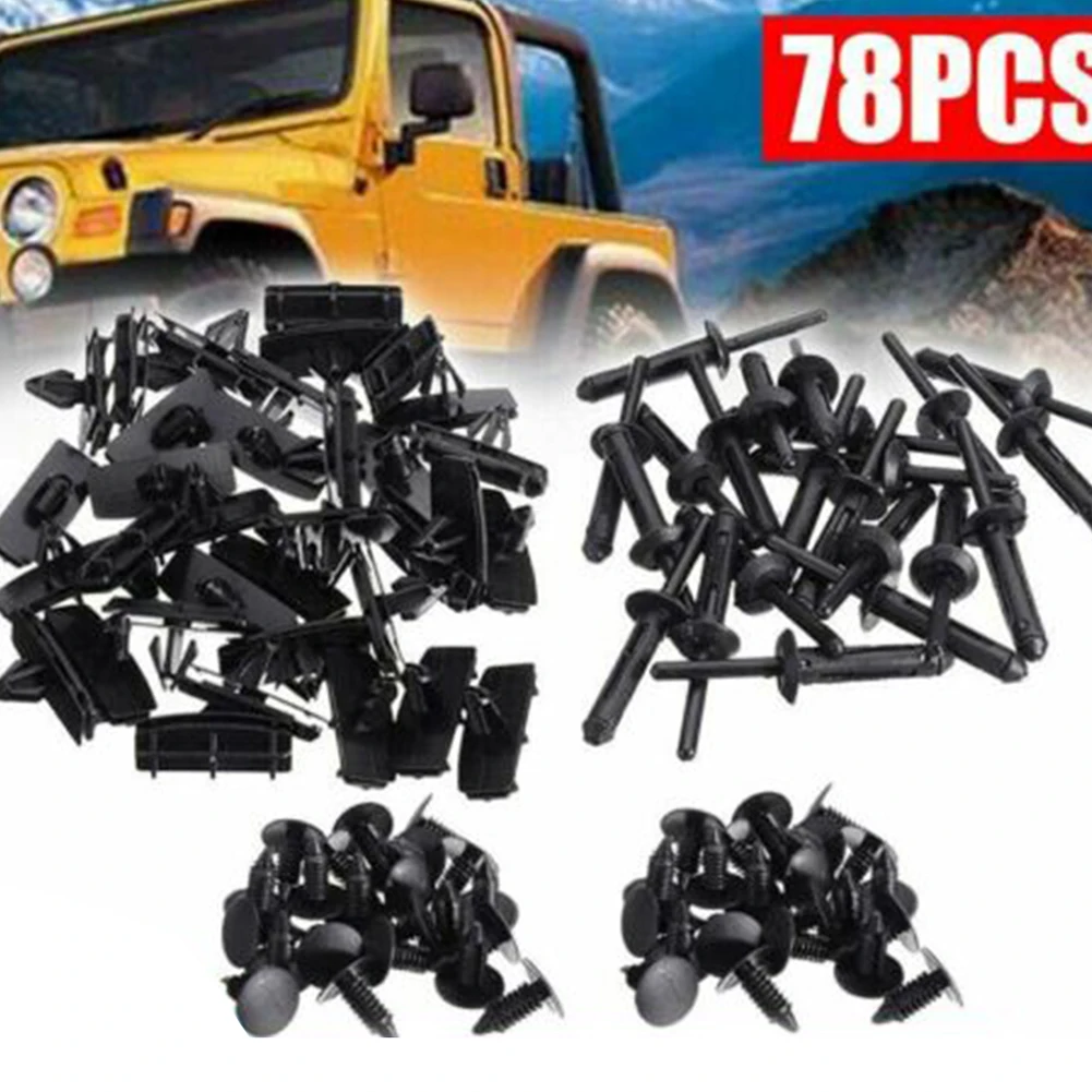 78 pçs completa fender flare kit de montagem de clipe de ferragem para jeep wrangler jk modelos 2007-2018 para jeep gladiator (jt) 2020 8109006