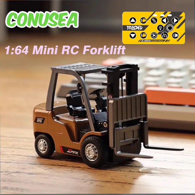 1/64 RC Forklift Trucks Alloy Mini Desktop Toys 2.4G Rc Cars Remote Control Engineer Vehicle Christmas Gifts for Boys Adults - Image 4
