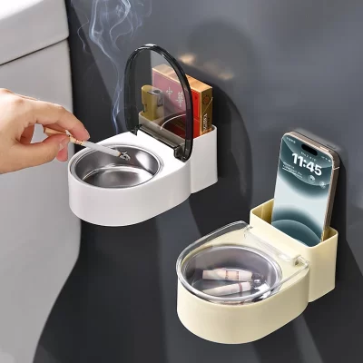 Innovative Personalized Bathroom Storage Box, Fashionable Non-Perforated Stainless Steel Wall Hanging Ashtray