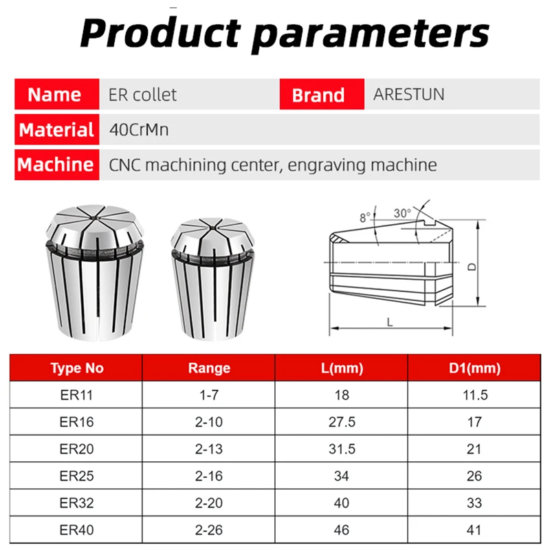 ER Collet Chuck Spring Collet for CNC Milling Lathe Tool Holder Milling Chuck High Precision 0.008mm ER11 ER16 ER20 ER25 ER32 AA - Image 3
