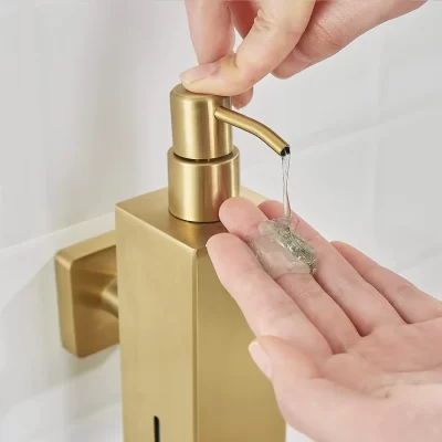 Dispensadores de sabonetes líquidos 304 aço inoxidável escovado preto quadrado circular manual dispensador de sabão hotel banheiro dispensador de sabão