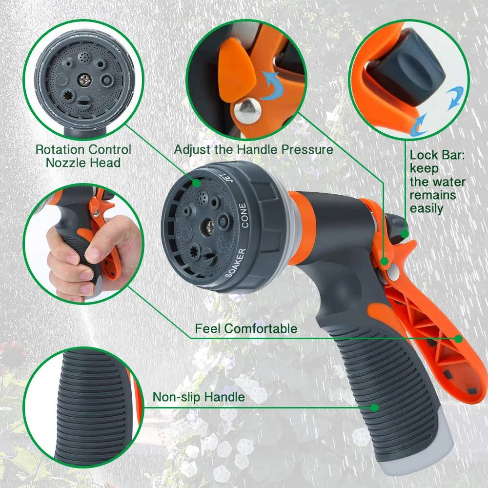 Pistola pulverizadora de água para mangueira de jardim superior, 8 modos, lavagem de carro, pulverizador de alta pressão, bico de rega para gramado, planta, quintal, jato de água - Image 3