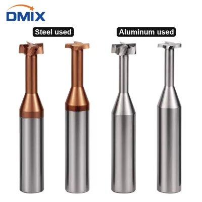 DMIX Carbide T-Type Milling Cutter Tungsten Steel Coated Slot Milling Cutter Solid T-Type Mills For Steel and Aluminum Machining