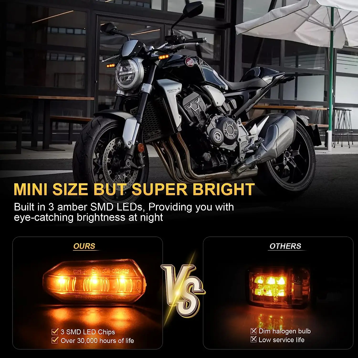 8mm Mini Motorcycle LED Turn Signal Lights Amber Flashing Light Blinker Turn Signal Lamp 12V Moto Indicator Lamp Accessories - Image 3