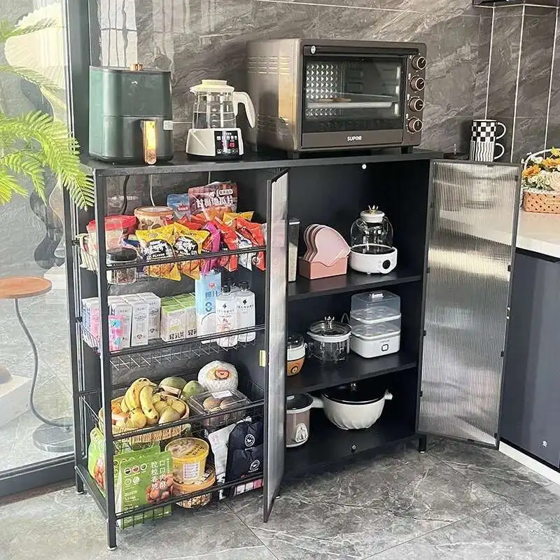 Armários de cozinha minimalistas modernos com porta armário de cozinha vegetal rack de armazenamento multifuncional armário de armazenamento multicamadas - Image 5