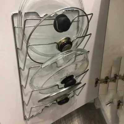 1pc organizador de cozinha, rack de tampa de panela de parede, rack multifuncional de tampa de pote de cinco camadas, rack de armazenamento de tampa de pote