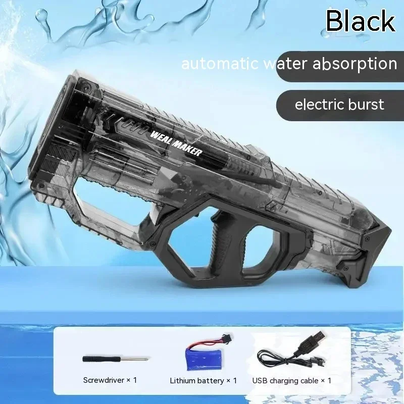 Poderoso transparente pistola de água elétrica brinquedos grande capacidade automático spray água blaster ao ar livre verão piscina brinquedo para crianças presentes - Image 2