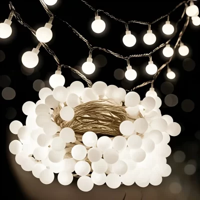 10/20/40/80/100LED Luzes de corda de bola branca USB/alimentadas por bateria para guirlanda quarto casamento acampamento decoração de Natal