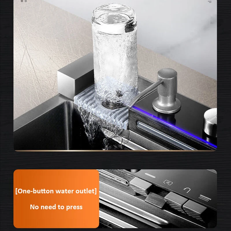 Conjunto de pia multifuncional de cozinha, torneira cascata de baleia, 50l, tanque de grande capacidade, tamanho 68x46cm, armazenamento de armário, eletrodomésticos - Image 2