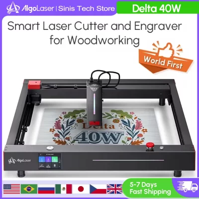 Algolaser Delta 40W Gravador a laser com tela sensível ao toque de 3,5 polegadas Automatc Air Assist Desktop Cortador de madeira Metal Acrílico Impressão
