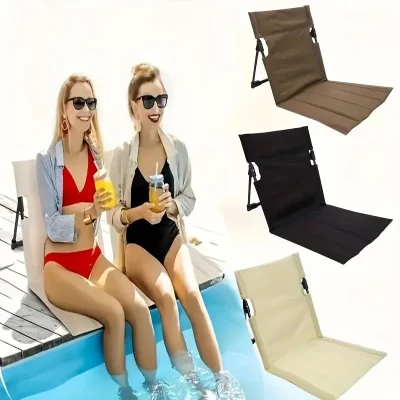 Portátil preguiçoso acampamento cadeira de praia dobrável espreguiçadeira para acampamento parque gramado piquenique conjunto casual com encosto e saco de transporte