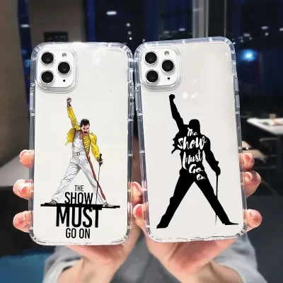 Freddie Mercury The Queen Rock Band Phone Case For iPhone 15 13 14 12 11 Pro Max Mini X XS MAX XR 8 Plus SE3 Clear Covers Fundas