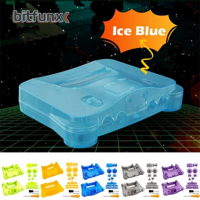 Bitfunx Replacement Plastic Shell Translucent Case for N64 Nintendo 64 Replacement Case Transparent Boxes