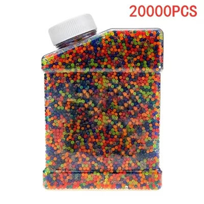 Contas de bolas de água 20k com garrafa 7-8mm contas de água gel funciona para pistola de bola de gel e splatter bola blaster não-tóxico sem mancha