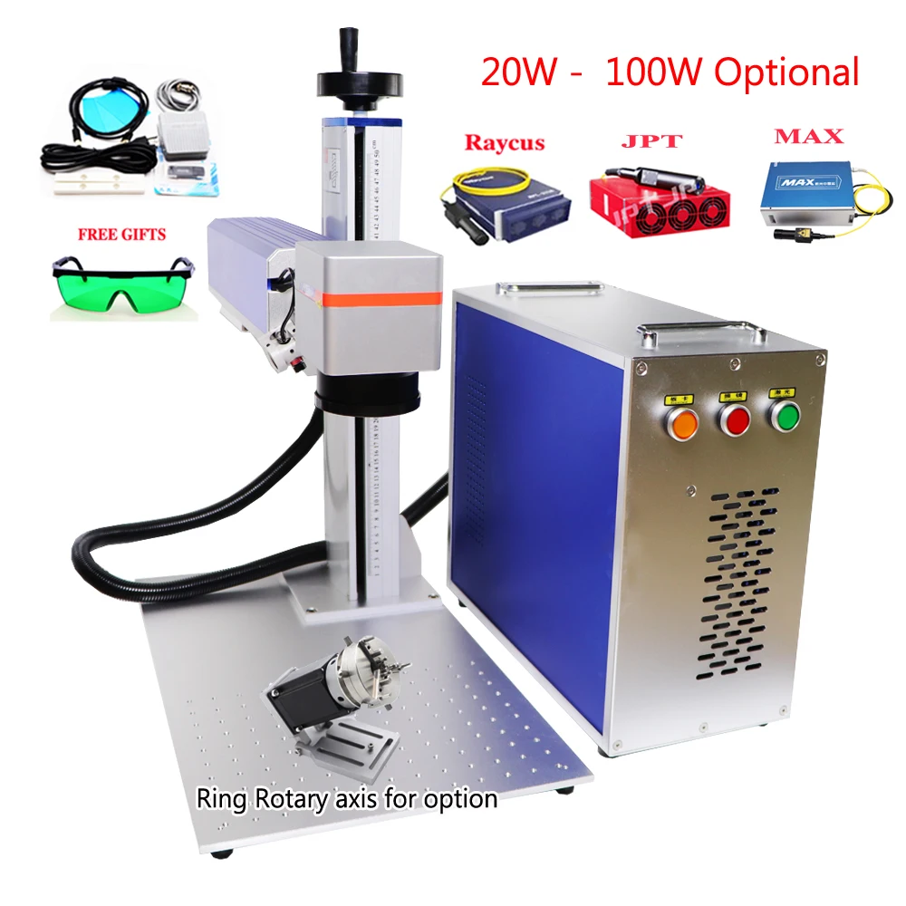 Máquina de marcação e corte a laser de fibra jpt mopa, 100w, 70w, 60w, 50w, 30w, 20w, raycus, cortador de gravação, joias, gravador de metal excad2