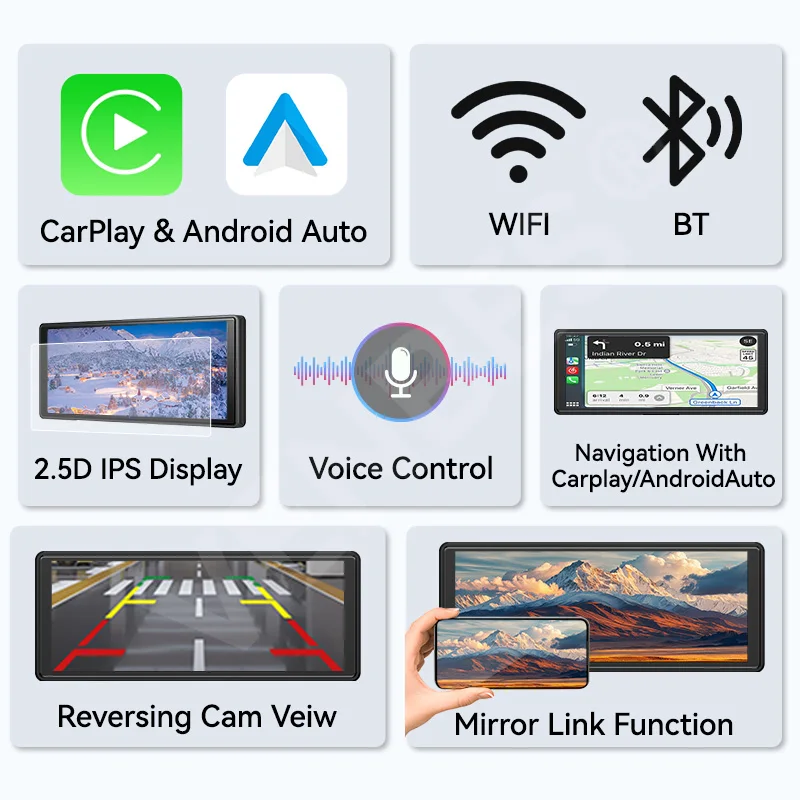 AHOUDY 10.26 Inch Wireless Carplay Android Auto Multimedia Car Video Player IPS Screen Mirrorlink USB - Image 6