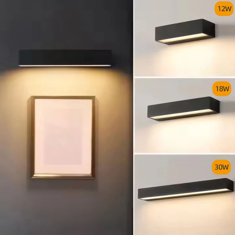 Alumínio Luminárias e Arandelas De Parede 110V 220V Led Arandela externa interna a prova dagua IP65 12W 18W 30W luminária quadros decoração de parede sala quintal e jardim escada luzes da rua iluminação residencial - Image 3