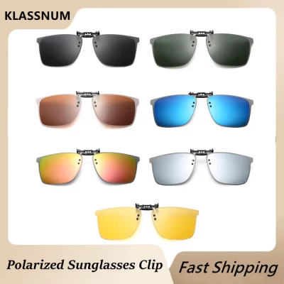 KLASSNUM Men Women Car Driver Goggles Anti-UVA UVB Polarized Sun Glasses Driving Night Vision Lens Clip On Sunglasses Shades