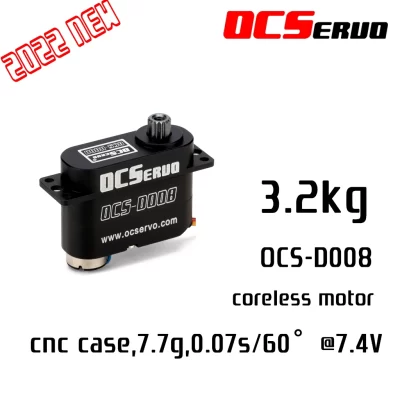 OCS-D008 7.4V 3.2kg.cm 7.7g 0.07S/60° Coreless Motor Micro Servo Metal Gear All CNC Case