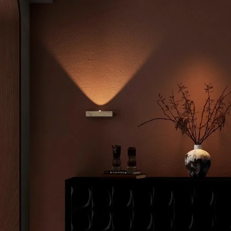 Amarelo travertino luz de parede wabi-sabi mármore led arandela para o quarto bar hotel moderno e minimalista luminária ambiente decoração casa - Image 2
