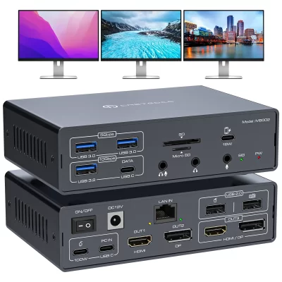 Estação de acoplamento USB C Displaylink 4K @ 60Hz 3 monitores para MacBook M1/2/3/4 Windows 19 em 1 USB 3.0 USB C Laptop Dock 3 monitores