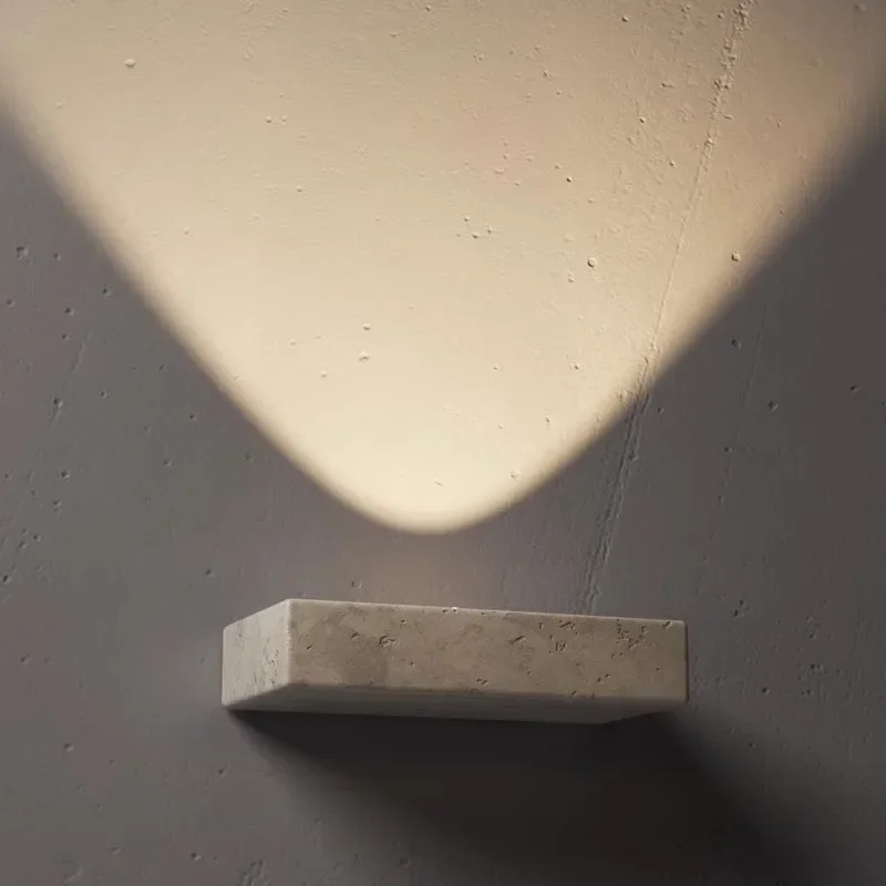 Amarelo travertino luz de parede wabi-sabi mármore led arandela para o quarto bar hotel moderno e minimalista luminária ambiente decoração casa - Image 3