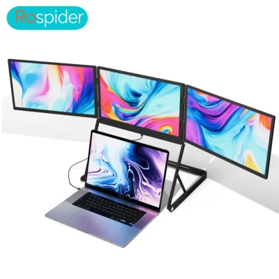 Rospider Extensor de tela triplo portátil para laptop de 14", 1080P FHD 100% sRGB, cabo único para Mac M1/M2/M3 e Windows