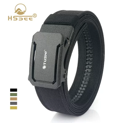 HSSEE Novo cinto militar duro para homens e mulheres cinto tático de nylon ao ar livre apertado fivela de metal fivela automática IPSC cinto de armas cinto casual masculino