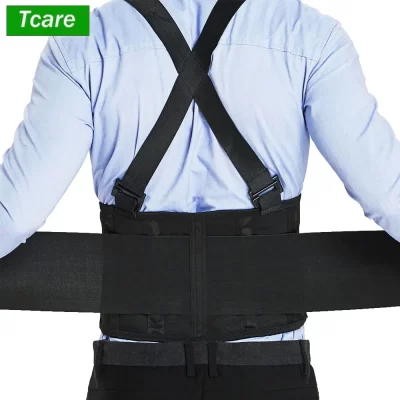 Cinto de suporte de cintura ajustável, cinta traseira de trabalho industrial, ginásio lombar médico fitness levantamento de peso cinto traseiro com alças