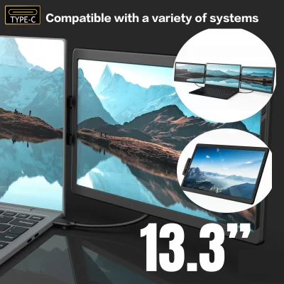 Monitor do portátil com tela dobrável, painel do monitor do jogo, tipo C, tipo C, interruptor do telefone, PS4, 5, 13.3 "LCD, conferência, escritório