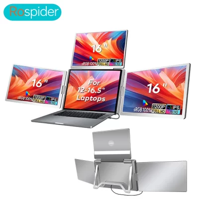 Tela tripla portátil lcd retroiluminado monitor fhd tela secundária conectada ao notebook com 1 cabo extensor de sub tela