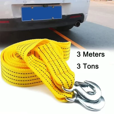 3m resistente 3 ton cabo de reboque do carro reboque puxar corda cinta com ganchos portátil auto-condução turismo corda de resgate resistente