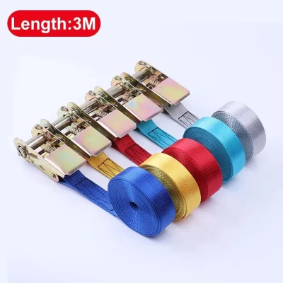 3m fivela tie-down cinto correias de carga para carro motocicleta bicicleta com fivela de metal corda de reboque forte cinto de catraca para saco de bagagem