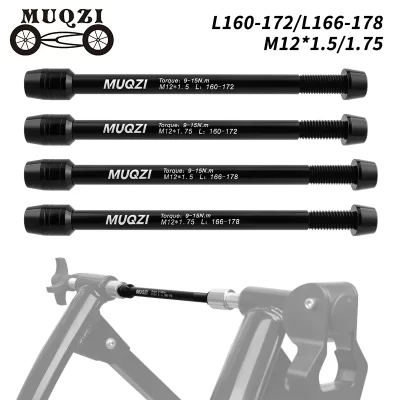 Muqzi trainer através do eixo adaptador m12 x 1.5/1.75 rosca 160-172mm 166-178mm eixo rodas de bicicleta espetos de liberação rápida