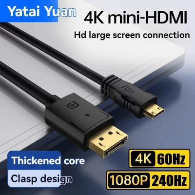 DP para Mini HDMI linha 4K placa gráfica para laptop conectada ao monitor portátil linha de conexão de vídeo HD 4K @ 60 2K @ 144