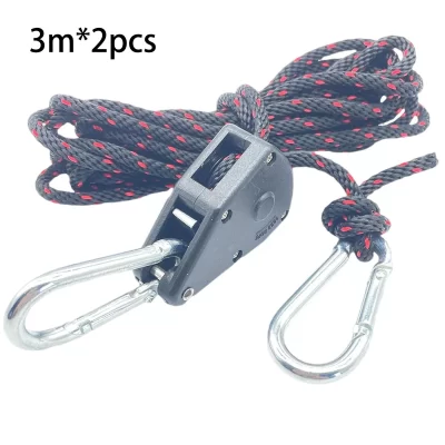 4mm 3m 2 pçs tensor de acampamento resistente tenda amarrar corda fixação vento corda fivela polia catraca cabides toldo corda gancho