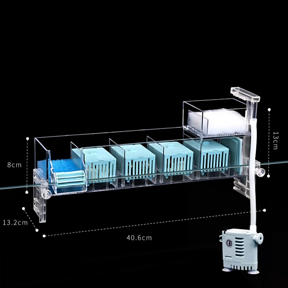 Rolo de filtro de cascata de parede para aquário, geração de oxigênio circulante, filtro superior de tanque de peixes multicamadas novo - Image 3