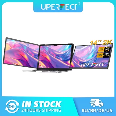 Extensor de tela para laptop UPERFECT 2K 14" 360° exclusivo giratório com dobradiça tripla monitor 1440P IPS monitor duplo portátil para Windows Mac Android