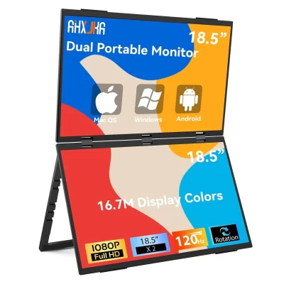Ahxjka 18.5 Polegada 100hz extensor de tela do portátil monitor duplo empilhável dobrável monitor triplo para pc mac telefone monitor portátil