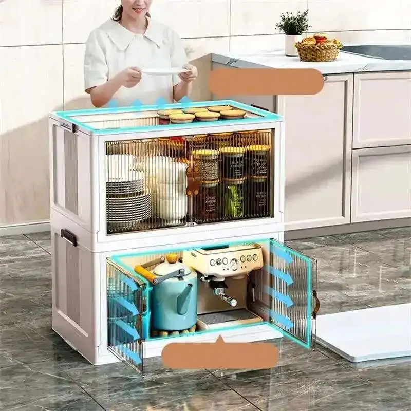 Armários de cozinha de plástico multifuncionais, móveis para casa, piso, armário de armazenamento multicamadas, simples, sala de estar, caixa de armazenamento dobrável - Image 3