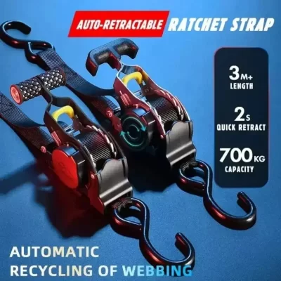 Correias automáticas para fita de carga cintos retráteis para motocicletas cinta de catraca para carga alça de bagagem cinto tensor de catraca para carro