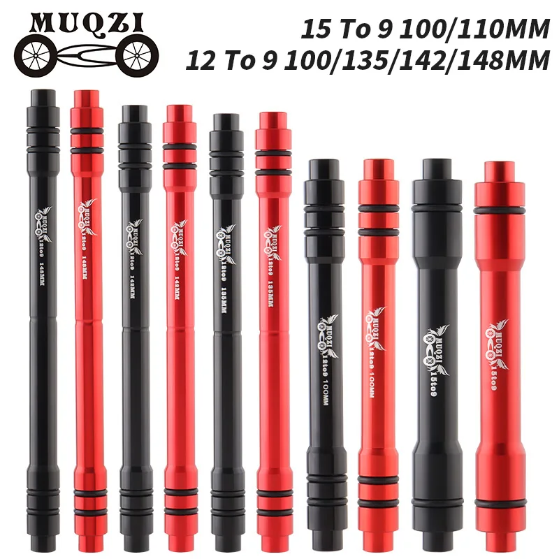Muqzi através do eixo adaptador 12 a 9mm 110 135 142 148mm 15 a 9 100mm através do eixo para liberação rápida para mtb bicicleta de estrada roda traseira dianteira