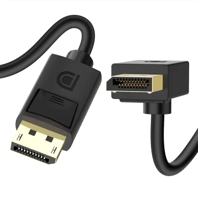 Cabo adaptador Displayport 1.4 de 90 graus, ângulo reto, porta de exibição, ângulo para cima, 8K/60Hz, 4K/144Hz para monitor de jogos